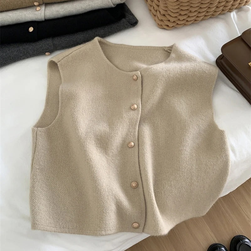 Vest with Gold Button-Up