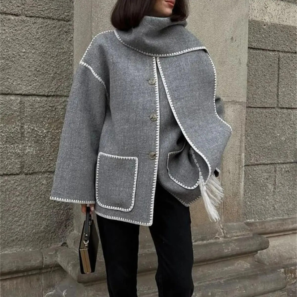 Scarf Collar Coat