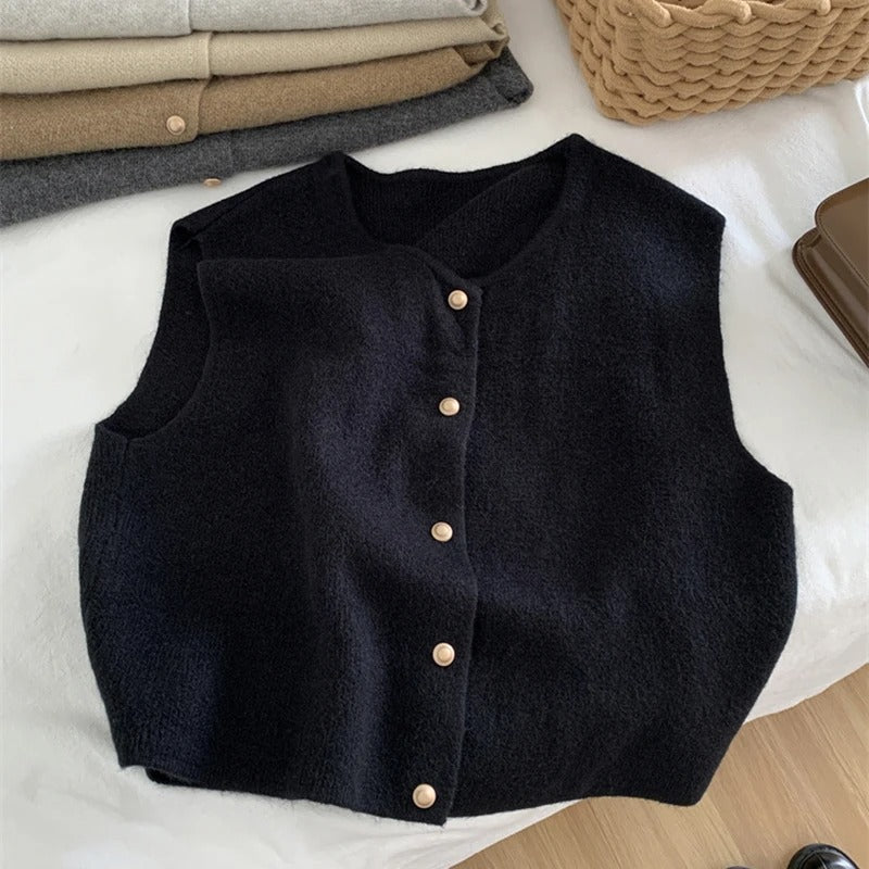 Vest with Gold Button-Up